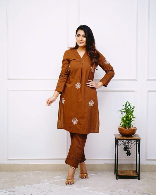 Everyday Rust Brown Kurta Set with Pants